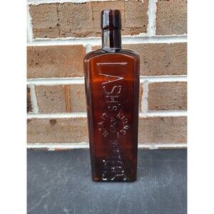 Antique Lash's Kidney And Liver Bitters Amber Glass Bottle With Label 9"